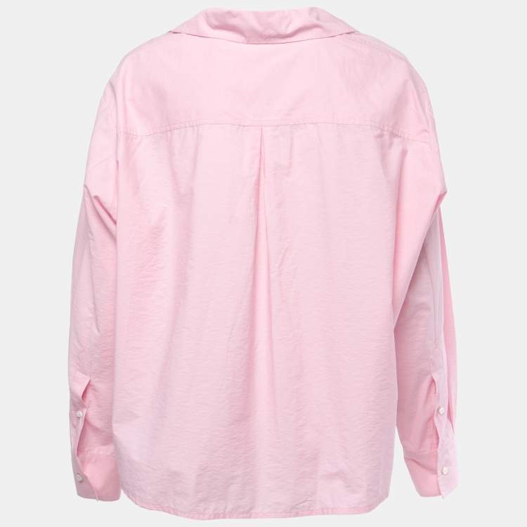Pre Owned Loewe Pink Cotton Logo Embroidered Oversized Shirt S