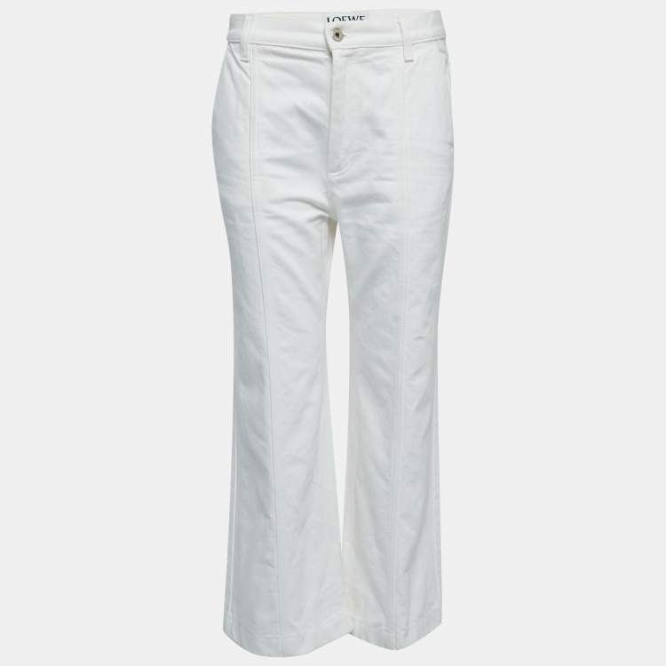 Pre Owned Loewe White Denim Wide-Leg Jeans M Waist 28"