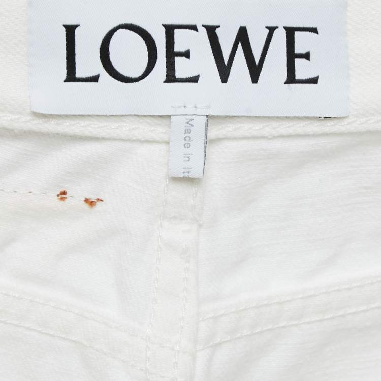 Pre Owned Loewe White Denim Wide-Leg Jeans M Waist 28"