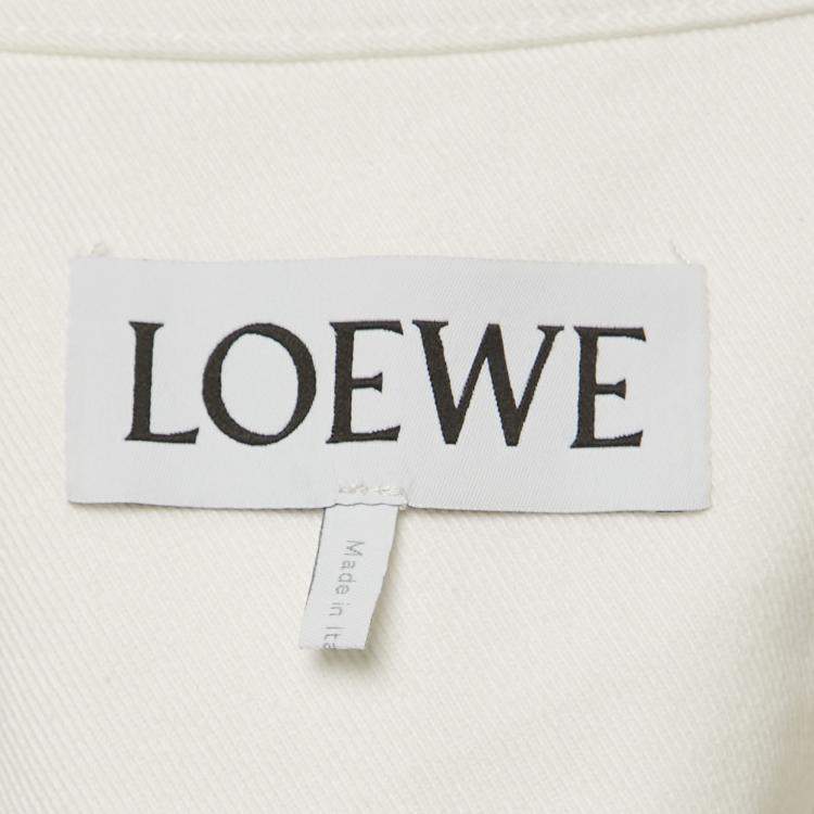 مملوكة مسبقًا Loewe White Denim Leather Pocket Detail Oversized Shirt S
