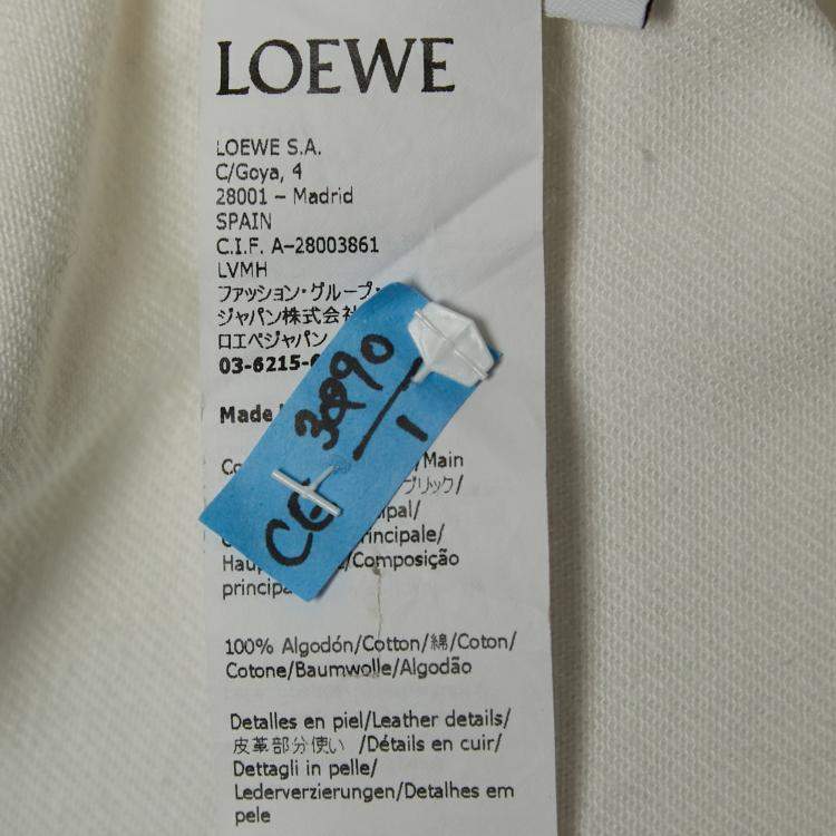 مملوكة مسبقًا Loewe White Denim Leather Pocket Detail Oversized Shirt S