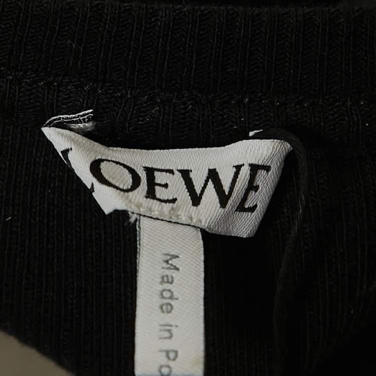 Pre Owned Loewe Black Ribbed Knit Anagram Crop Top S