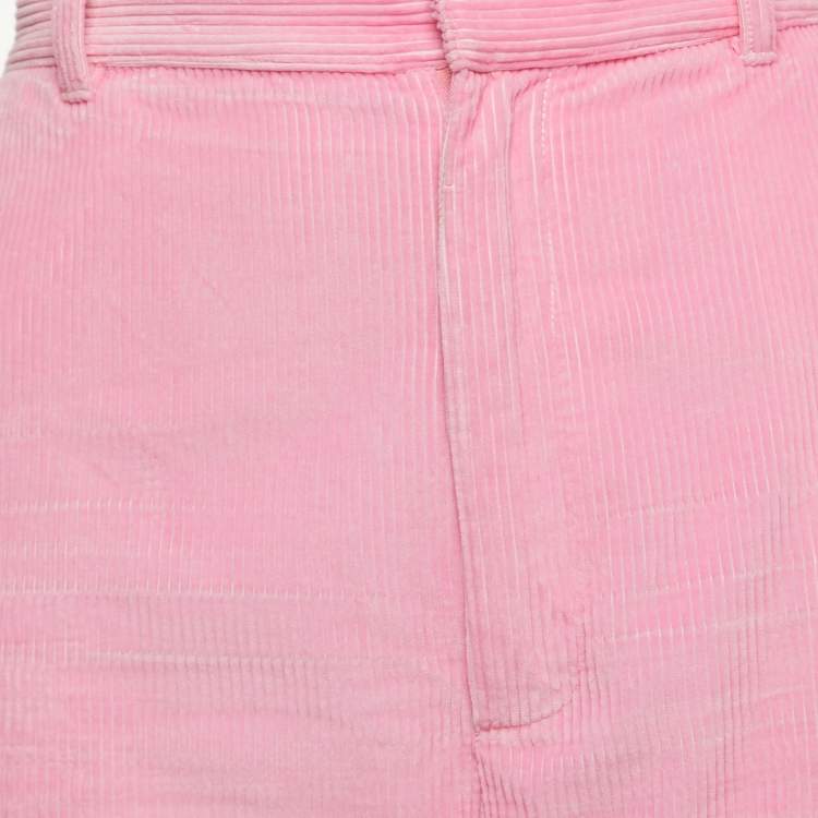 Pre Owned Loewe Pink Corduroy Anagram Embroidered Jeans S
