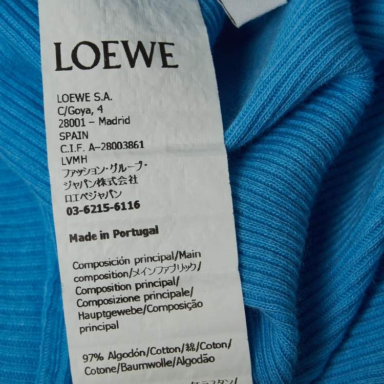 Pre Owned Loewe Blue Monogram Embroidered Rib Knit Tank Top M