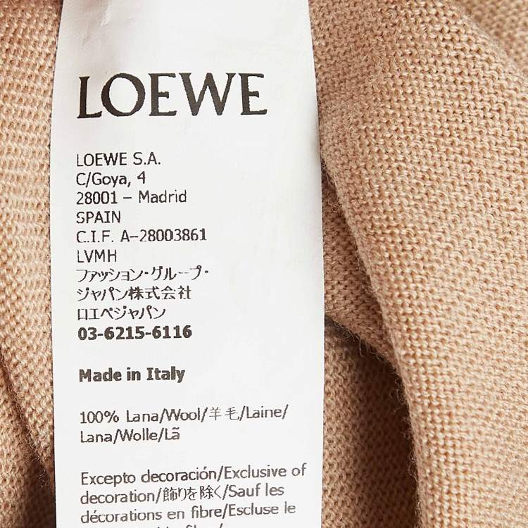 Pre Owned Loewe Beige Wool Logo Pocket Detail Buttoned Cardigan XS