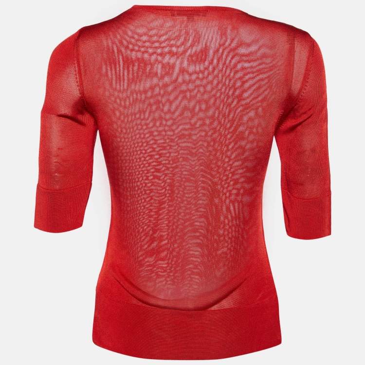 Pre Owned Loewe Vintage Red Knit Crew Neck Top S