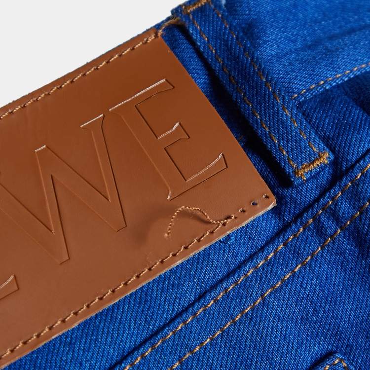 Pre Owned Loewe Blue Denim Trompe L'Oeil Double Waist Jeans S/Waist 28"