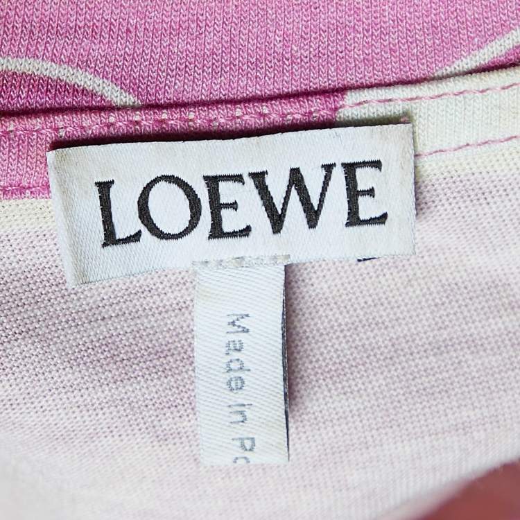 Pre Owned Loewe Pink Wallpaper Print Cotton Crew Neck T-Shirt S