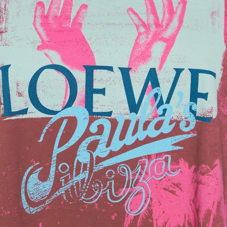 Pre Owned Loewe X Paula Ibiza White Printed Cotton Cropped T-Shirt M