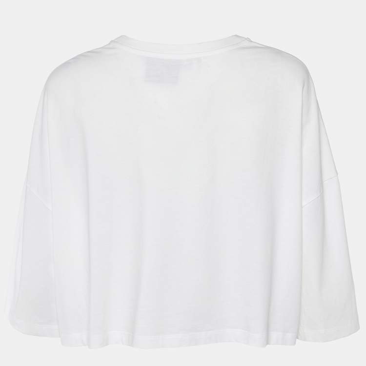 Pre Owned Loewe X Paula Ibiza White Printed Cotton Cropped T-Shirt M