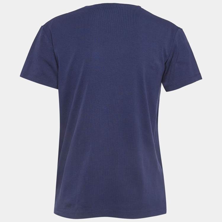 Pre Owned Loewe Navy Blue Graphic Print Cotton T-Shirt M
