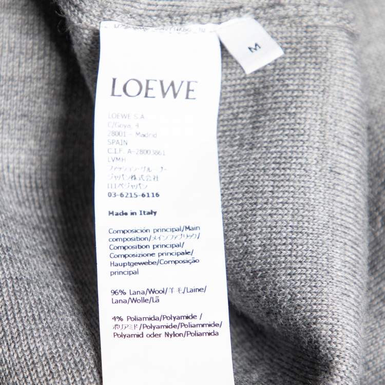 Pre Owned Loewe Grey Anagram Wool Knit Cropped Sweater M