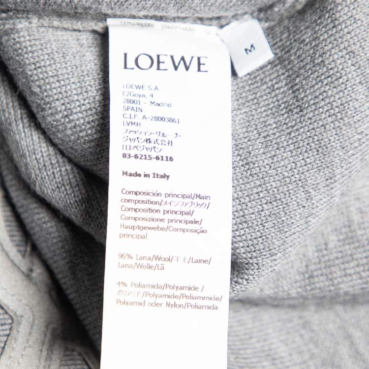 Pre Owned Loewe Grey Anagram Wool Knit Cropped Sweater M