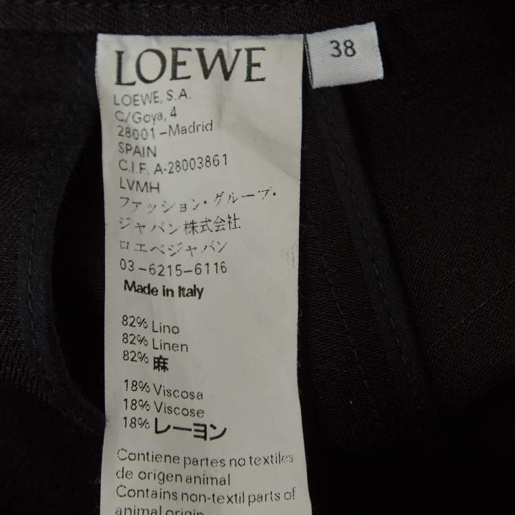 Pre Owned Loewe Black Raw Edge Linen Blend Button Detail Asymmetric Midi Skirt S