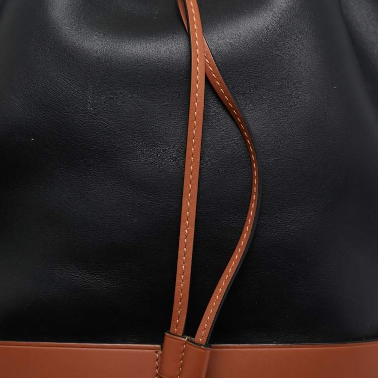 Pre Owned Loewe Black/Brown Leather Balloon Drawstring Bucket Bag
