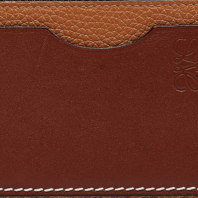 Pre Owned Loewe Brown Leather Zip Card Holder 