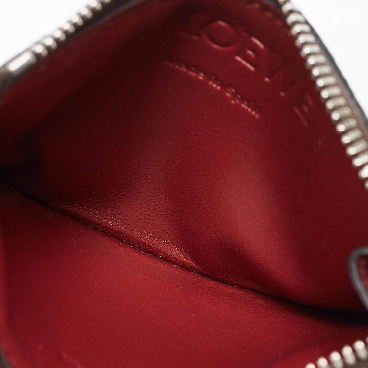 Pre Owned Loewe Brown Leather Zip Card Holder 