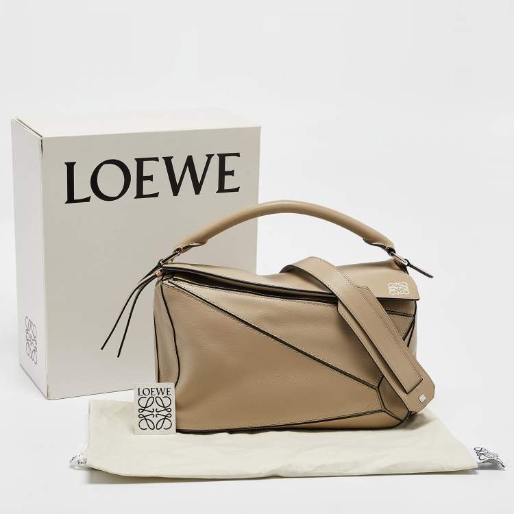 Pre Owned Loewe Beige Leather Medium Puzzle Shoulder Bag