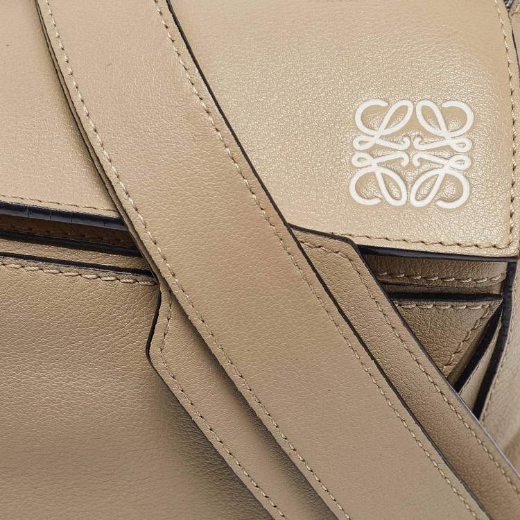 Pre Owned Loewe Beige Leather Medium Puzzle Shoulder Bag