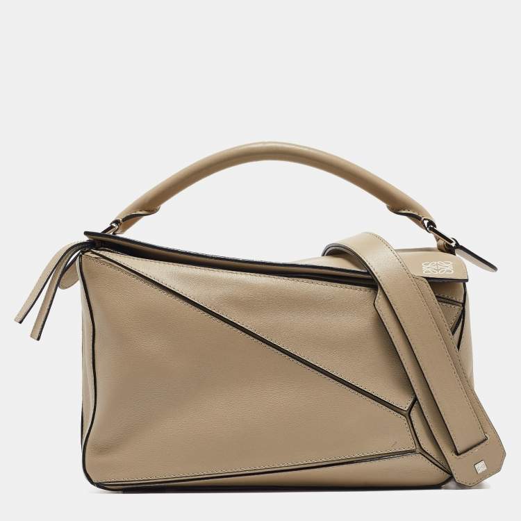 Pre Owned Loewe Beige Leather Medium Puzzle Shoulder Bag