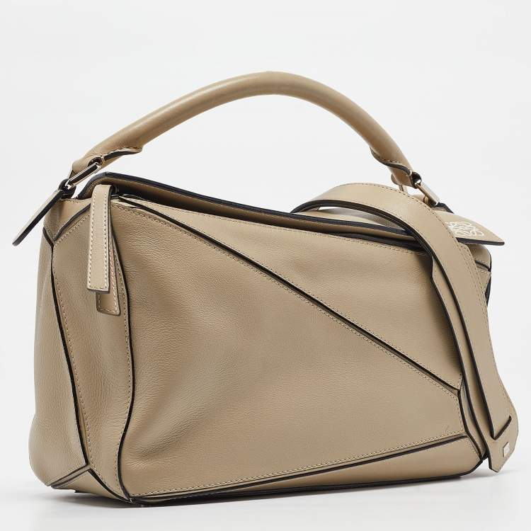 Pre Owned Loewe Beige Leather Medium Puzzle Shoulder Bag