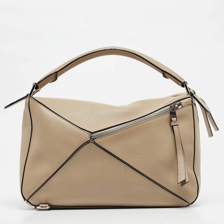 Pre Owned Loewe Beige Leather Medium Puzzle Shoulder Bag