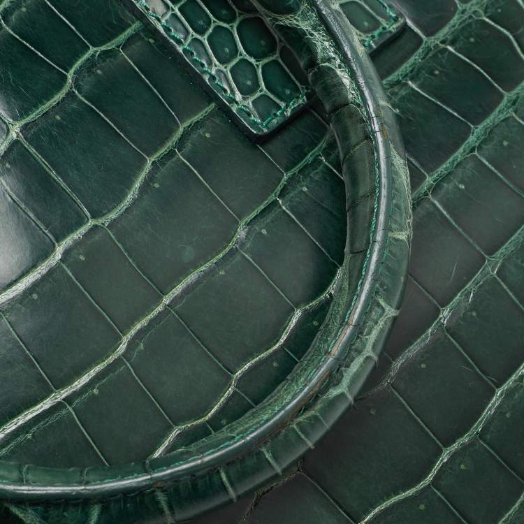 Pre Owned Loewe Green Crocodile Amazona Satchel