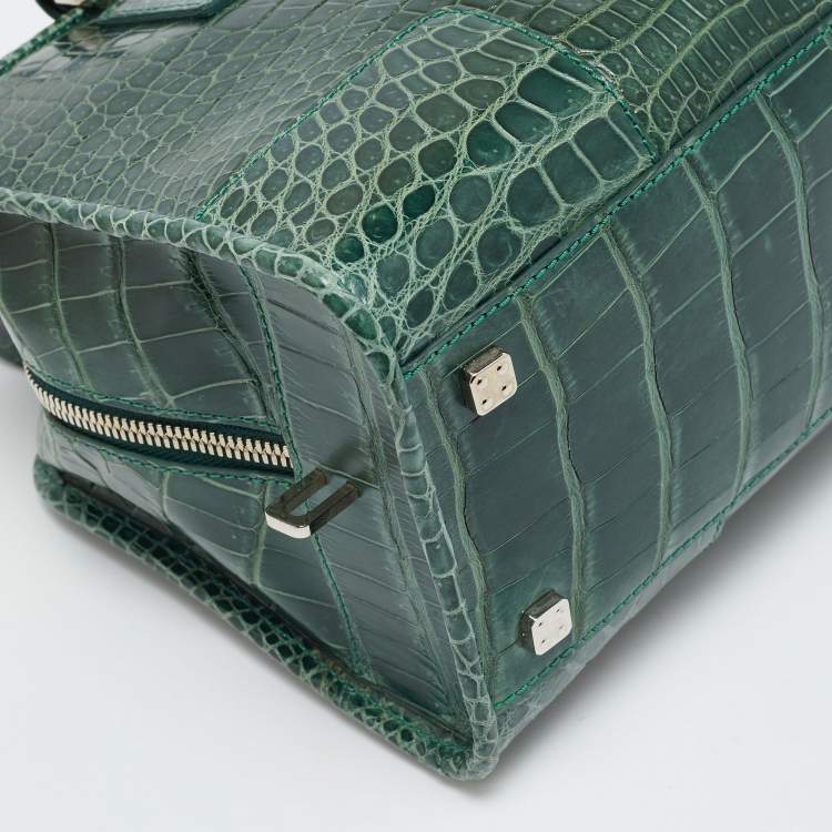 Pre Owned Loewe Green Crocodile Amazona Satchel
