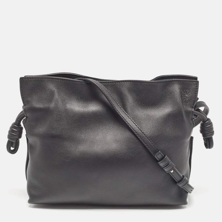 Pre Owned Loewe Black Leather Flamenco Shoulder Bag
