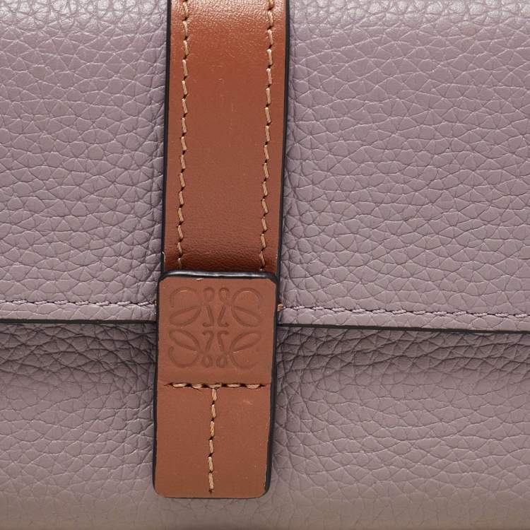 Pre Owned Loewe Purple/Brown Leather Trifold Wallet