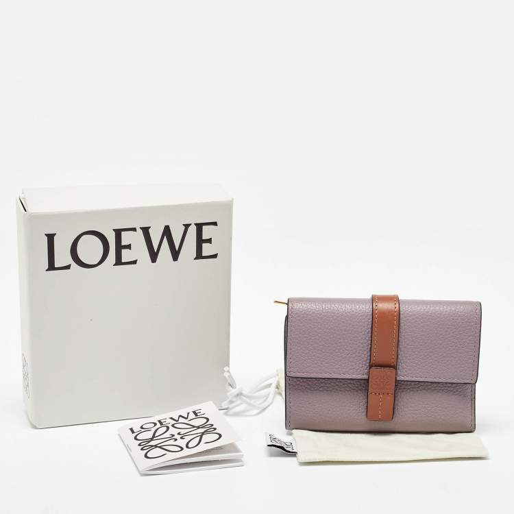 Pre Owned Loewe Purple/Brown Leather Trifold Wallet