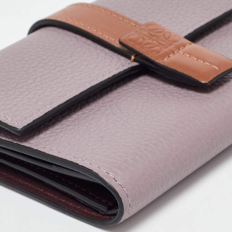 Pre Owned Loewe Purple/Brown Leather Trifold Wallet