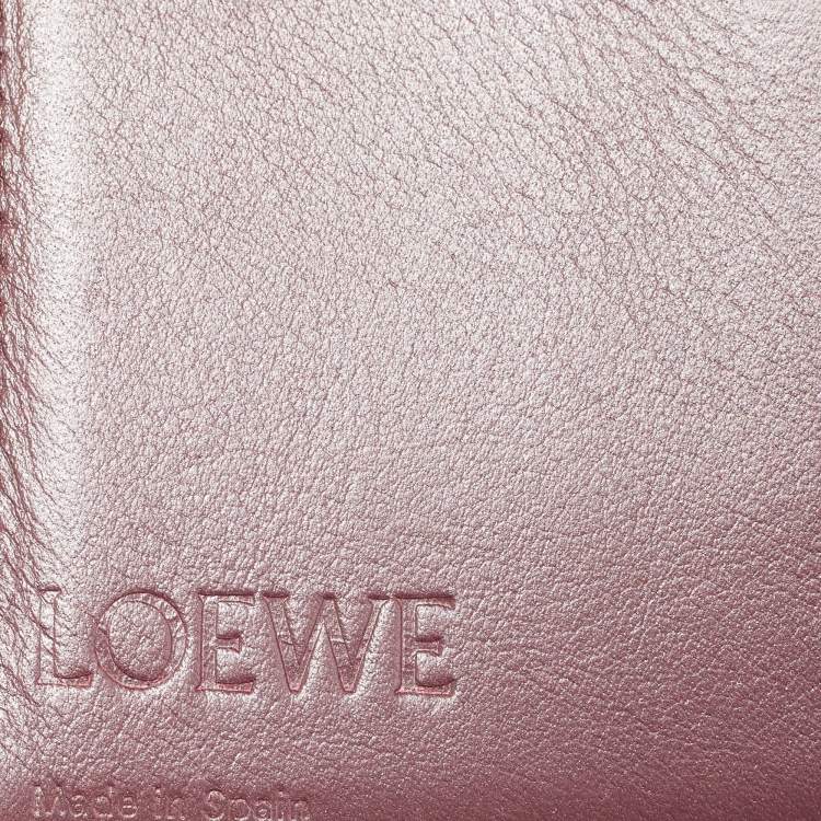 Pre Owned Loewe Purple/Brown Leather Trifold Wallet