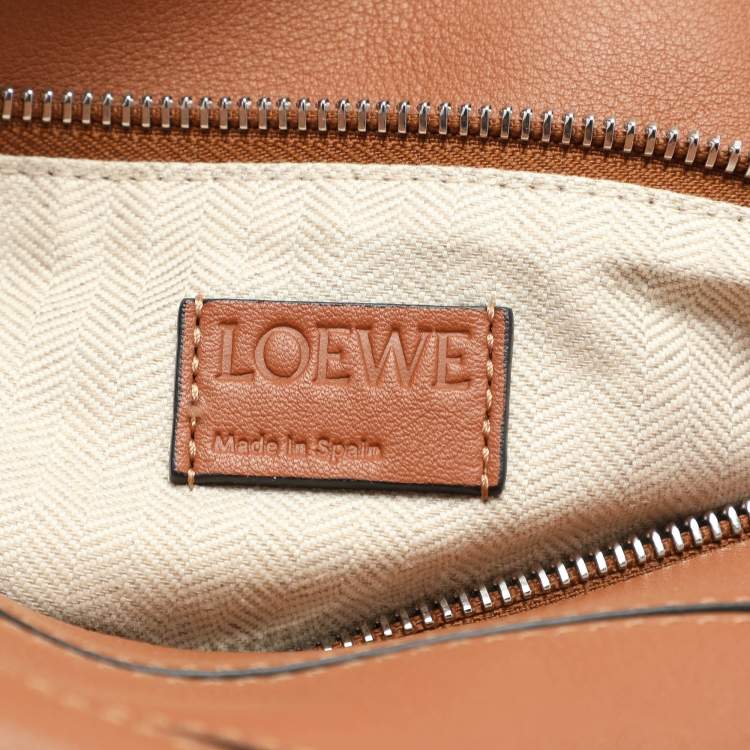 Pre Owned Loewe Brown Leather Small Puzzle Top Handle Bag