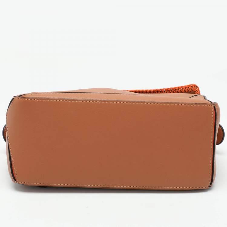 Pre Owned Loewe Brown Leather Small Puzzle Top Handle Bag