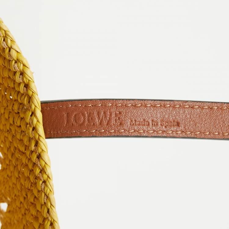 Pre Owned Loewe Tri Color Woven Raffia and Leather Basket Tote