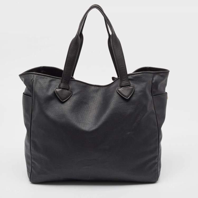 Pre Owned Loewe Black Coated Canvas Shopper Tote