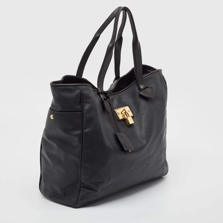 Pre Owned Loewe Black Coated Canvas Shopper Tote