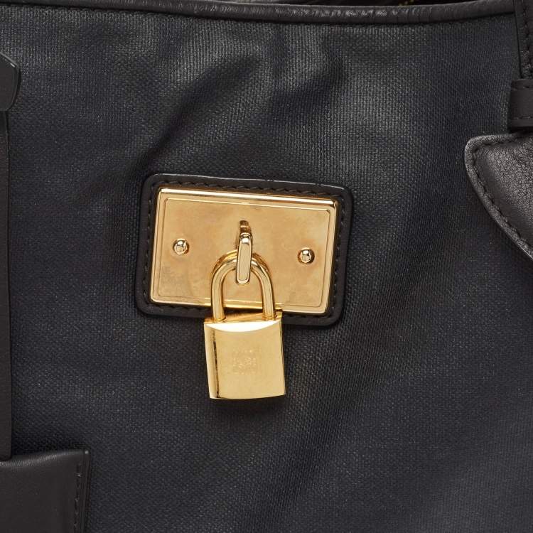 Pre Owned Loewe Black Coated Canvas Shopper Tote