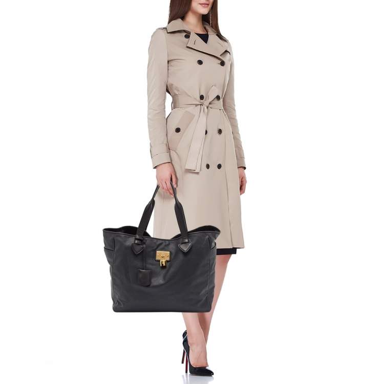 Pre Owned Loewe Black Coated Canvas Shopper Tote