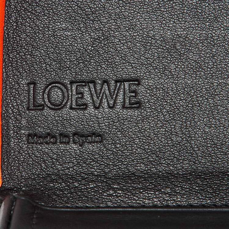 Pre Owned Loewe Orange Neon Leather Heel Flap Crossbody Bag