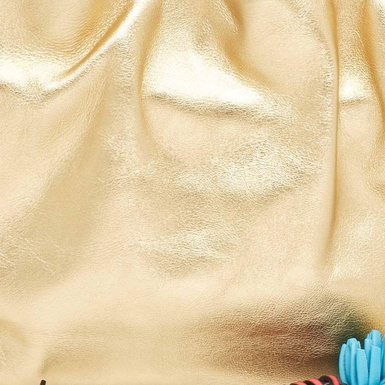 Pre Owned Loewe Gold Leather Mini Flamenco Chain Clutch