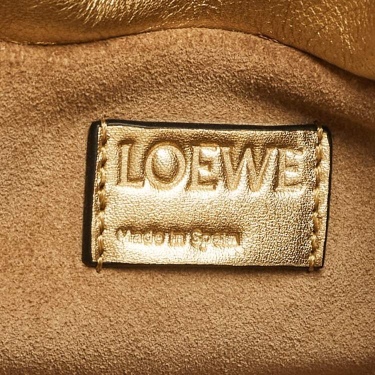 Pre Owned Loewe Gold Leather Mini Flamenco Chain Clutch