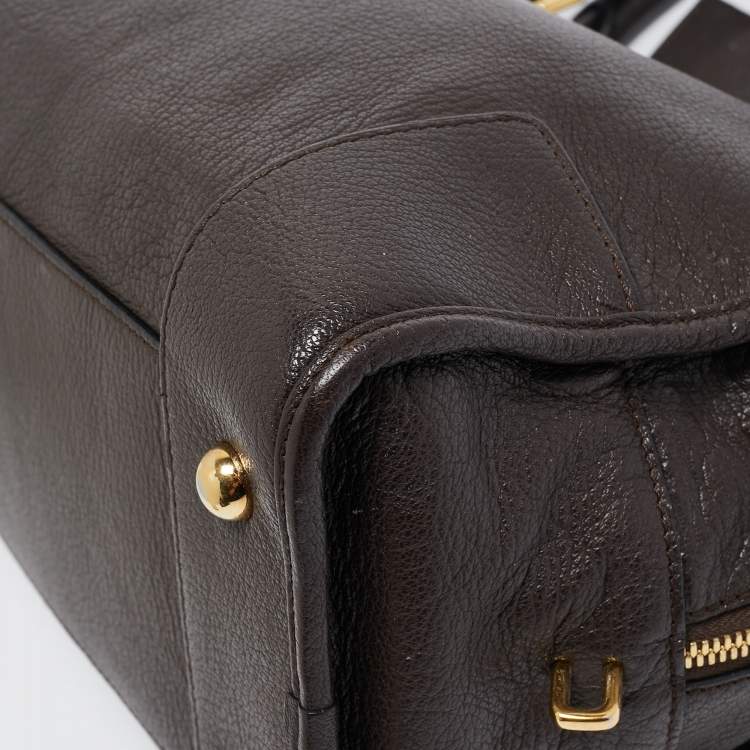 Pre Owned Loewe Dark Brown Leather Medium Amazona Satchel