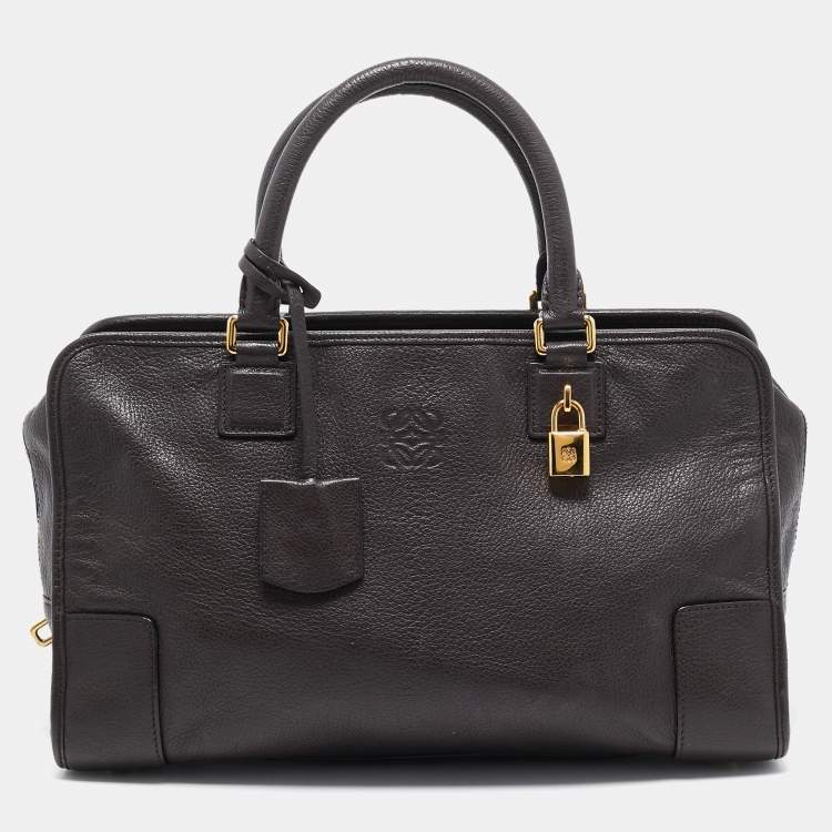 Pre Owned Loewe Dark Brown Leather Medium Amazona Satchel