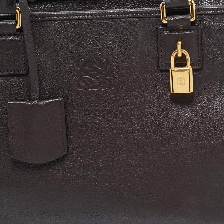 Pre Owned Loewe Dark Brown Leather Medium Amazona Satchel