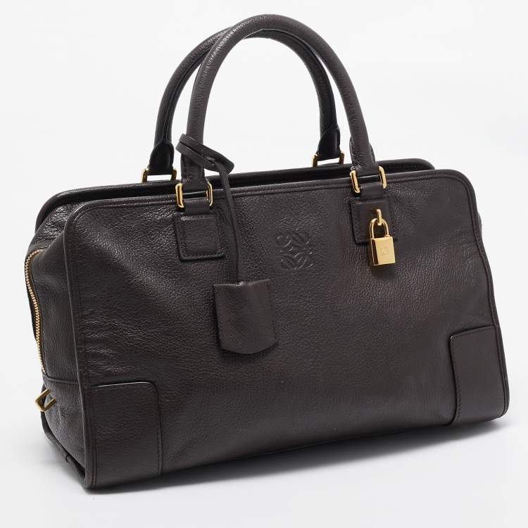 Pre Owned Loewe Dark Brown Leather Medium Amazona Satchel