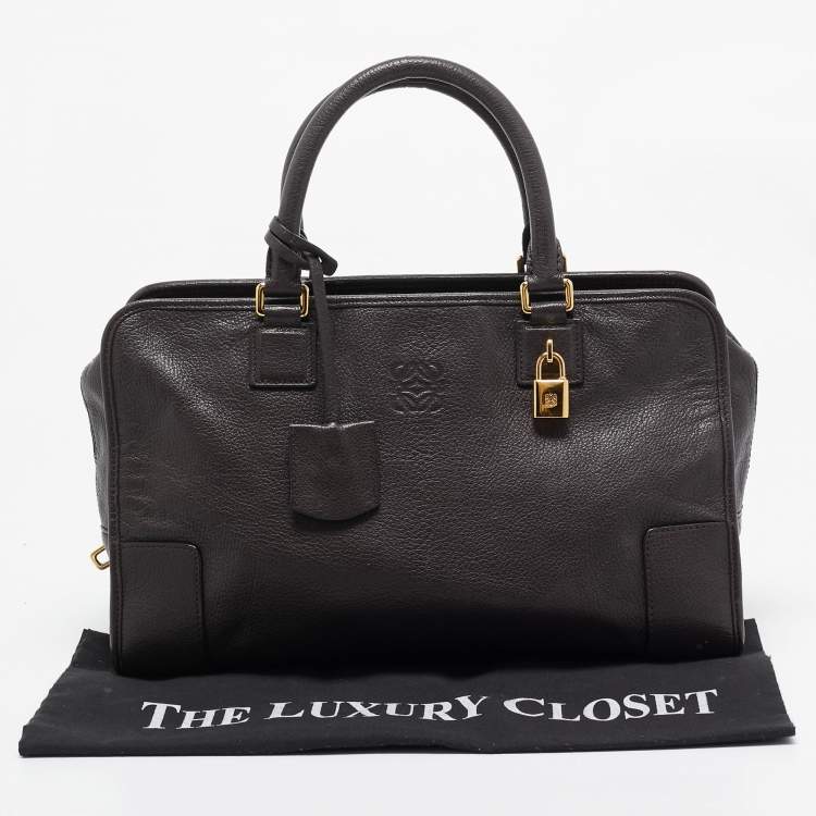 Pre Owned Loewe Dark Brown Leather Medium Amazona Satchel