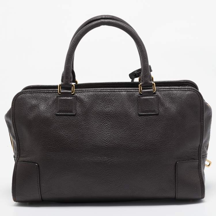 Pre Owned Loewe Dark Brown Leather Medium Amazona Satchel