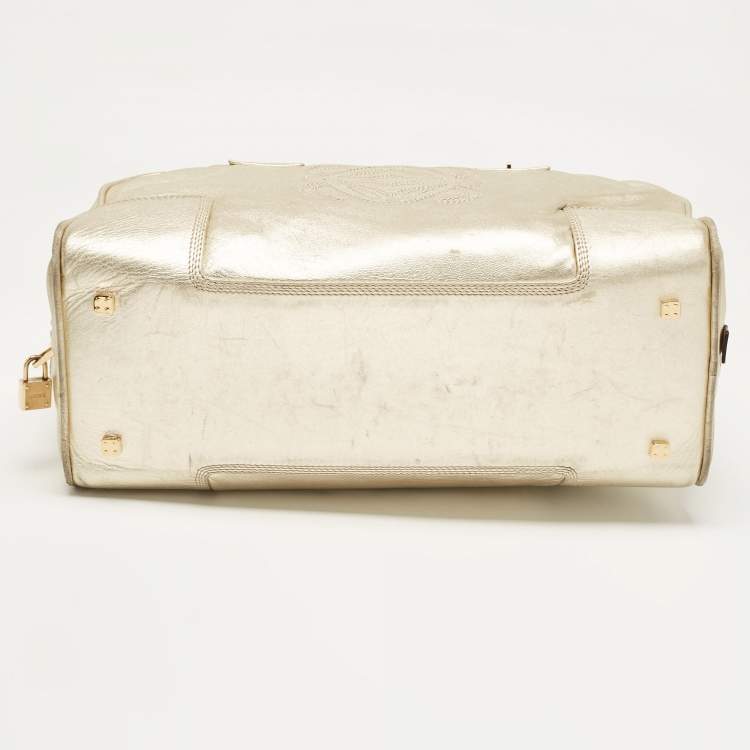 Pre Owned Loewe Gold Leather Amazona 36 Satchel